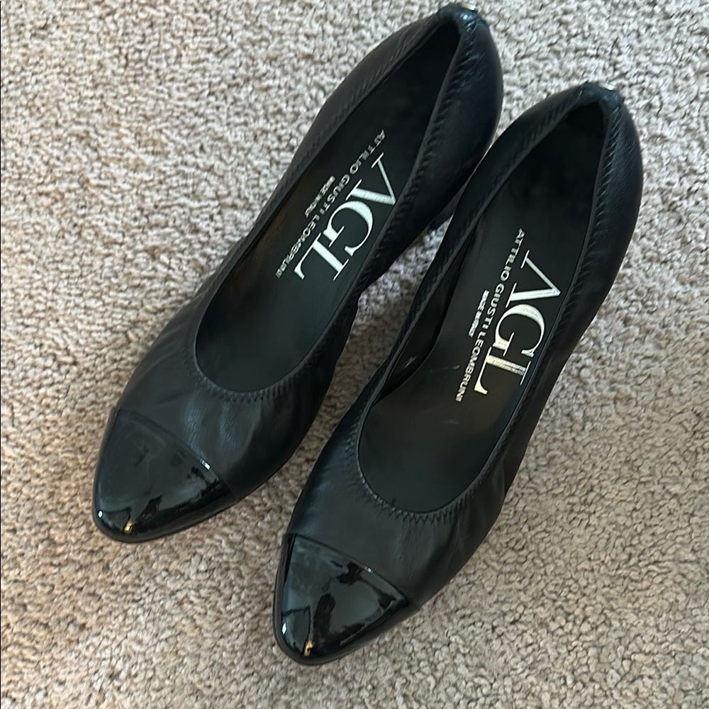AGL Black Patent Leather Italian heals